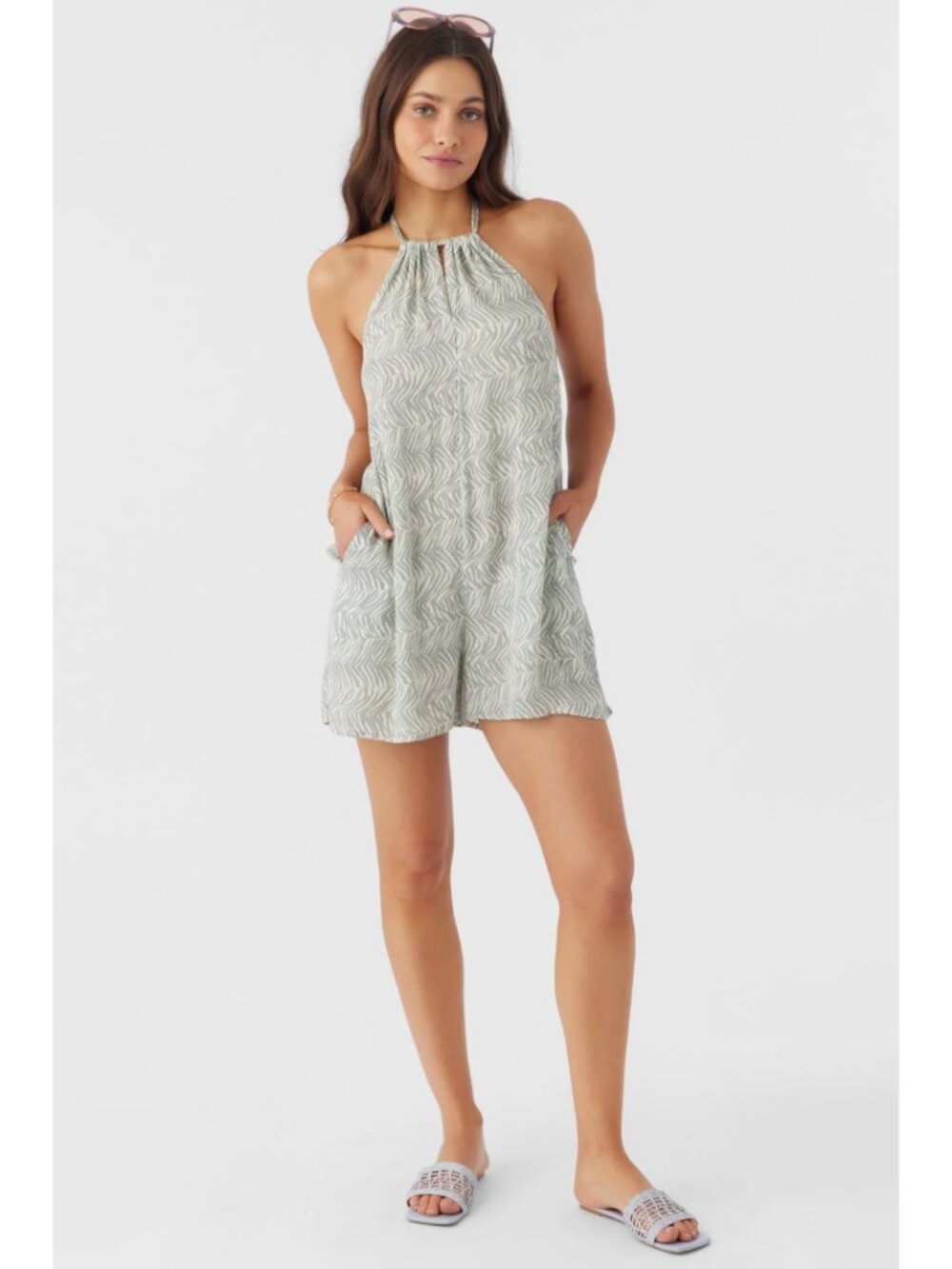 O’Neill Lara Zebra Texture Halter Romper NWT • Women’s Small
